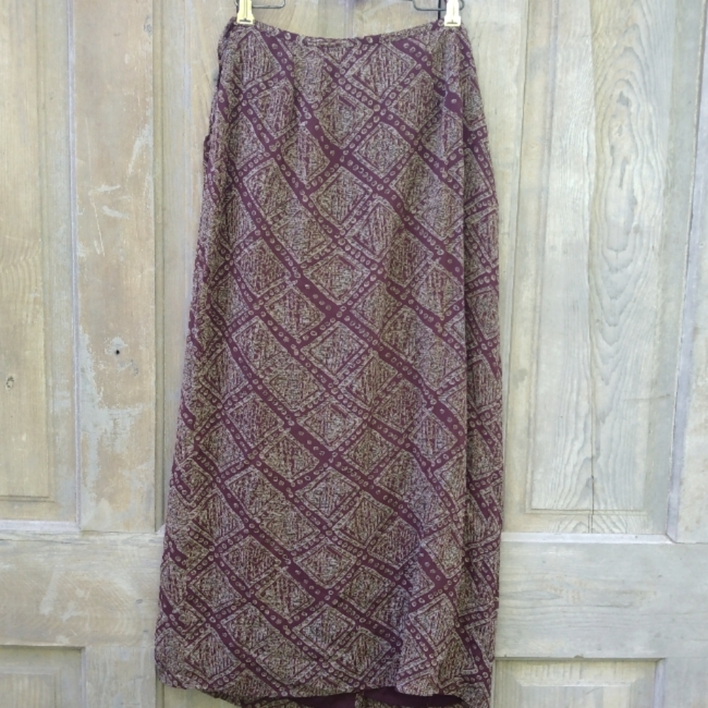 Brown Print Wrap Skirt